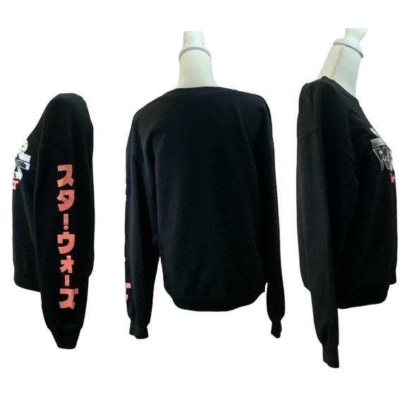 Starwars Sweatshirt Anime Crew Neck Pullover Japan Pink Black Juniors Size 7-9 - Picture 9 of 16